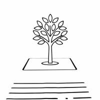 Holographic tree growing from business contract concept as Dolly shot approaching a holographic business contract from which a glowing tree grows symbolizing green agreements The Square Square vector