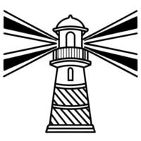 Holographic white lighthouse beam cutting through fog concept as Medium shot of a holographic white lighthouse with a beam cutting through mental fog Camera follows the beam empha Square Square vector