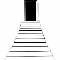 Holographic white staircase to a glowing door concept as Close up of a holographic white staircase leading to a glowing door Camera slowly ascends the stairs emphasizing personal Square Square vector