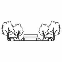 Impromptu negotiation in green urban space concept as Dolly shot moving towards two executives in casual attire deep in conversation on a park bench surrounded by lush greenery Ca Square Square vector