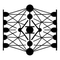 Integrity enhanced prediction neural network concept as Wide shot of a neural network representing election predictions with nodes glowing to indicate integrity enhancements Camer Square Square vector