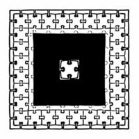 Integrity puzzle frame with ballot piece concept as Medium shot of a frame formed by puzzle pieces representing election integrity with a key piece shaped like a ballot in the cent Square Square vector