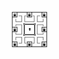 Integrity lock and key maze concept as Illustration of a maze formed by lock and key elements representing election security Camera navigates through the maze revealing various se Square Square vector