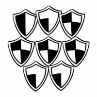 Integrity shield force field tiles concept as Minimal design of overlapping shield icons creating a force field pattern for election integrity Camera moves through the force field Square Square vector