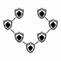 Integrity shield constellation concept as of integrity shield icons forming a constellation pattern Camera slowly pans across the constellation revealing interconnected shi Square Square vector