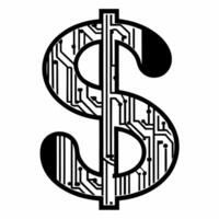 Isolated dollar sign made of circuit lines concept as A image of a dollar sign composed of circuit lines symbolizing the integration of technology and finance in modern busi Square Square vector