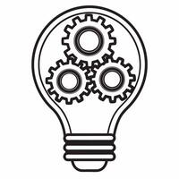 Isolated lightbulb with gears inside concept as A image of a lightbulb containing interlocking gears symbolizing innovative ideas powered by teamwork and collaboration The Square Square vector