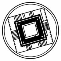 Laser etched microchip catalog concept as Dolly shot moving across the surface of a microchip Laser beams etch product details and prices onto the chips surface in real time Came Square Square vector