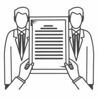 Leader candidly signing a business agreement with a colleague concept as A candid shot of a business leader signing a business agreement with a colleague The act of signing repres Square Square vector