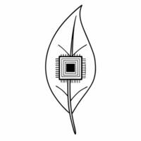 Leaf and Circuit Board Icon concept as A illustration of a leaf merging with a circuit board representing green technology in ESG business Isolated on a white background pe Square Square vector