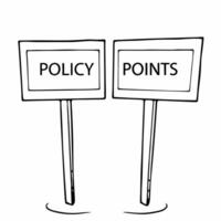 Levitating campaign signs with policy word clouds concept as Medium shot of campaign signs levitating at different heights each surrounded by a word cloud of policy points Camera Square Square vector