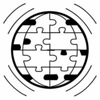 Levitating ESG puzzle globe with community shaped pieces concept as Tracking shot of a floating globe composed of puzzle pieces each representing different ESG and community elemen Square Square vector