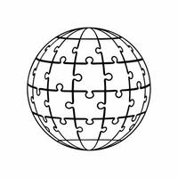 Levitating ESG puzzle globe concept as Tracking shot of a floating globe composed of puzzle pieces each representing different ESG elements Camera circles the globe as pieces move Square Square vector