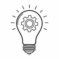 Lightbulb and gear floating together isolated on white background concept as A illustration of a lightbulb and gear hovering side by side in mid air symbolizing innovative i Square Square vector