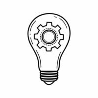 Lightbulb and Gear Icon concept as A graphic combining a lightbulb and a gear symbolizing innovative solutions in ESG discussions Isolated on a white background suitable fo Square Square vector
