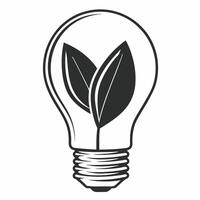 Lightbulb and Leaf Icon concept as A illustration of a lightbulb intertwined with a leaf symbolizing eco friendly innovation The design is isolated on a white background pe Square Square vector