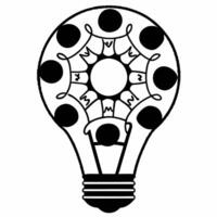 Lightbulb made of interconnected people concept as A graphic depicting a lightbulb composed of interconnected human figures symbolizing collaborative ideas and community inn Square Square vector