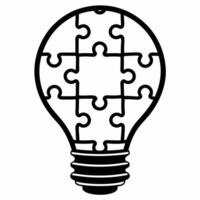 Lightbulb with puzzle pieces fitting inside concept as A illustration of a lightbulb with puzzle pieces fitting together inside it symbolizing innovative solutions through c Square Square vector