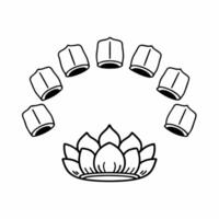 Loy Krathong with Floating Lanterns concept as Create a illustration of a Loy Krathong surrounded by floating lanterns isolated against a white background The design captur Square Set 3 Square vector