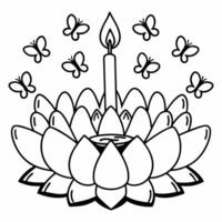 Loy Krathong with Glowing Butterflies concept as Illustrate a Loy Krathong surrounded by glowing butterflies isolated against a white background The design captures the whimsical Square Square vector