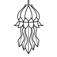 Loy Krathong with Glowing Ribbons concept as Illustrate a Loy Krathong adorned with glowing ribbons isolated against a white background The design highlights the flowing details a Square Square vector