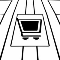 Macro Lens on Futuristic Shopping Cart concept as A close up image of a futuristic shopping cart icon rendered in holographic light The camera angle shifts slightly to showcase th Square Square vector
