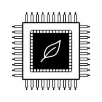 Macro of Circuit Board with Green Leaf Overlay concept as A close up image of a circuit board with a delicate green leaf overlaying it The camera angle is slightly tilted to empha Square Square vector