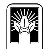 Macro of Hand Touching Growing Digital Plant concept as A close up image of a fingertip touching a holographic plant sprouting upward The camera focuses on the point of contact sy Square Square vector
