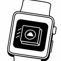 Macro Shot of Smartwatch Display concept as A close up of a smartwatch display showing a holographic notification for a special offer The camera captures the sleek design and futu Square Square vector