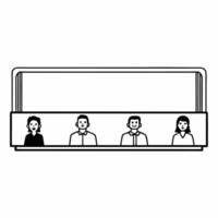 Mindful commuters on public transport concept as Medium shot of commuters practicing mindfulness on public transport Camera pans across faces showing various stages of focus Depi Square Square vector