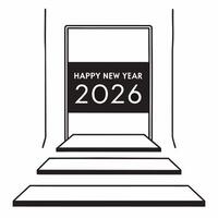 Minimalist New Year Podium concept as A minimalist podium featuring the text Happy New Year 2026 isolated on a white background The camera captures the simplicity and elegance of Square Set 2 Square vector