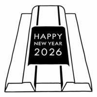 Minimalist New Year Podium concept as A minimalist podium featuring the text Happy New Year 2026 isolated on a white background The camera captures the simplicity and elegance of Square Square vector