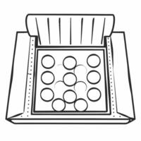 Nano scale campaign button factory concept as Extreme close up of a nano scale factory producing campaign buttons Camera follows the production process from molecular assembly to Square Square vector