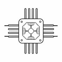 Neuro linked ESG community sentiment analysis concept as Close up of neural implant interfacing with brain tissue Camera pans to show multiple community members connected sharing Square Square vector