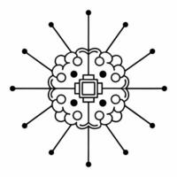 Neuro linked ESG sentiment analysis concept as Close up of neural implant interfacing with brain tissue Camera pans to show multiple people connected sharing ESG sentiments Backg Square Square vector
