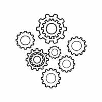 Orbiting gears forming community silhouette concept as Macro view of mechanical gears floating and rotating to form the silhouette of a diverse community Camera pans across the ge Square Square vector