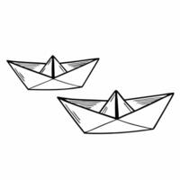 Paper boats made of contracts sailing in air isolated on white background concept as A illustration of two paper boats crafted from business contracts floating in the air sy Square Square vector