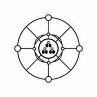 Orbiting molecular structure of shared value concept as Close up of a rotating molecular structure representing shared value creation Camera zooms out to show the molecule orbitin Square Square vector