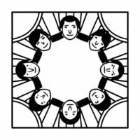 Outdoor group therapy session concept as Wide shot of a therapy group spontaneously forming in a park Camera pans across faces showing vulnerability and support Depicts alternati Square Square vector