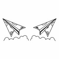 Paper airplanes made of dollar bills flying isolated on white background concept as A image of two paper airplanes crafted from dollar bills soaring through the air symboliz Square Square vector