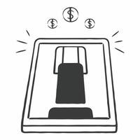 Payment terminal with glowing dollar icon concept as A payment terminal sits on a white reflective counter with two holographic symbols floating above a glowing dollar sign and a s Square Square vector