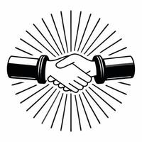 Plain gradient backdrop with handshake silhouette concept as Slow zoom out from a silhouetted handshake against a plain gradient background Subtle light flares emphasize the deal Square Square vector