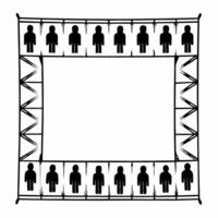 Plain gradient with silhouetted poll workers concept as Soft gradient background from light to dark blue with black silhouettes of poll workers in various activities Camera pans a Square Square vector
