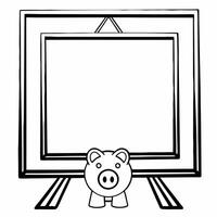 Plain pastel backdrop with piggy bank shadow concept as Dolly shot moving towards a plain pastel backdrop A piggy bank shadow grows larger symbolizing savings growth Camera pans Square Square vector