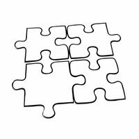 Plain Puzzle Pieces with Copy Space concept as A set of plain puzzle pieces scattered on a glossy white surface with ample copy space above The camera captures an overhead shot fo Square Square vector