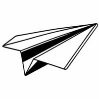 Plain white paper airplane concept as Medium shot of a white paper airplane on a plain background Camera slowly follows the airplanes imaginary flight path symbolizing goals and a Square Square vector