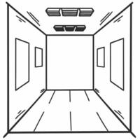 Plain white space with eco friendly product prototypes concept as Slow dolly shot moving through plain white space with floating semi transparent prototypes of eco friendly product Square Square vector