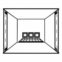 Plain white space with holographic global supply chain concept as Dolly shot moving through a plain white space featuring a holographic representation of a global supply chain Cam Square Square vector