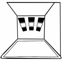 Plain white space with holographic ESG rating scales concept as Dolly shot moving through a plain white space featuring holographic ESG rating scales Camera pans to reveal ample c Square Square vector