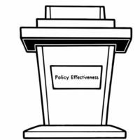 Podium with policy impact holograms concept as Medium shot of a podium with holographic projections showing policy impacts Camera moves through the holograms revealing different i Square Square vector